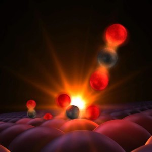 Carbon Monoxide reacts with Oxygen on the Surface of a Ruthenium Catalyst